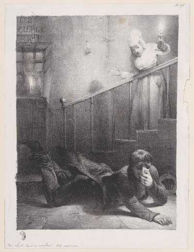Et fald ned ad trappen, 1834-35. af Alexandre Gabriel Decamps