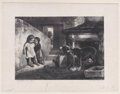 Children Frightened by Snarling Dog, fra serien Hunting Scenes, 1829. af Alexandre Gabriel Decamps