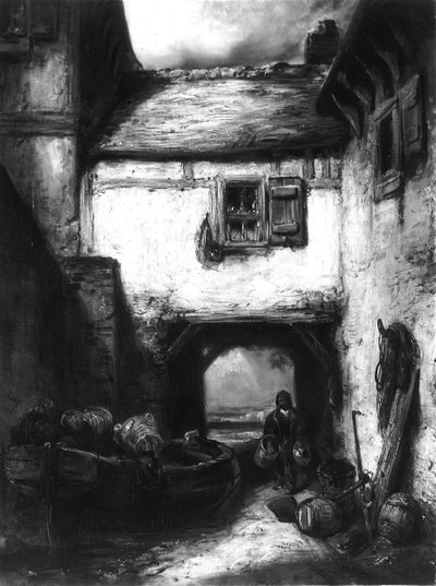 Gårdhave, ca. 1855. af Alexandre Gabriel Decamps