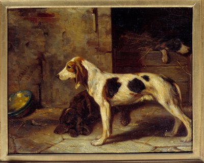 Hunde Brifauts maleri af Alexandre Gabriel Decamps (1803-1860) 1843 søn. 0,25x0,32 m af Alexandre Gabriel Decamps