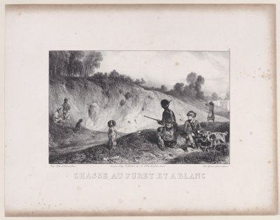 Hunting a Ferret with Blanks, fra serien Hunting Scenes, 1829. af Alexandre Gabriel Decamps