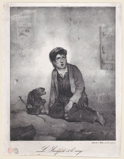 Drengen fra Savoyen og hans abe, 1823. af Alexandre Gabriel Decamps