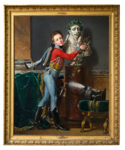 Den unge Vicomte de Laborde med busten af sin døde far på Wagram af Alexandre Jean Dubois Drahonet