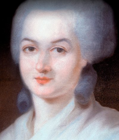 Detalje af portrættet af Olympe de Gouges (Detalje) (Marie Gouze, kaldet Olympe de Gouges af Alexandre Kucharski