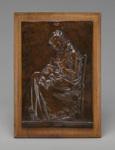 Maternity, eller ung kvinde, der ammer et barn, model 1882. af Alexandre Louis Marie Charpentier