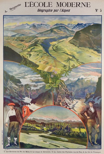 Pyrenæerne plakat (farve litho) af Alexandre Lunois