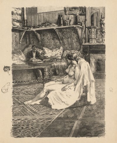 Modelsessionen Modelsessionen, ca. 1895. af Alexandre Lunois