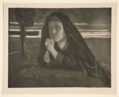 Unavngivet studie af en kvinde, der beder ved en soldats grav af Alexandre Lunois
