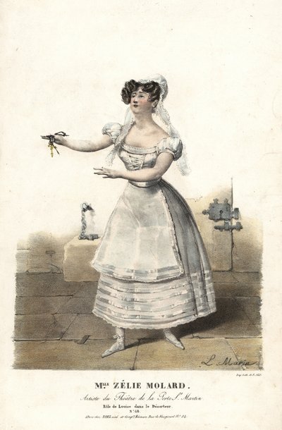 Danser Miss Zelie Molard og Louise i Le Deserteur af Francois-Alexis Blache Jr., koreograferet af Dauberval, Theatre de la Porte St. Martin af Alexandre Marie Colin
