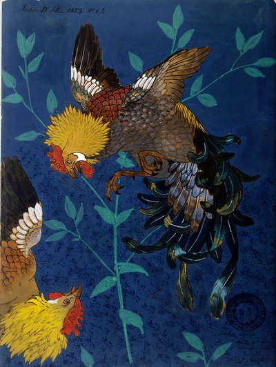 Dekoration til en vase, der repræsenterer en slags hane. Tegning af Paul Alexandre (Paul-Alexandre) Avisse (1824-1886) af Alexandre Paul Avisse