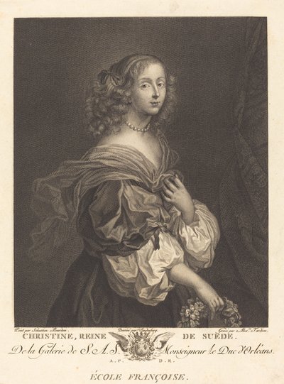Dronning Christina af Sverige af Alexandre Tardieu after Sébastien Bourdon after Charles Auguste van den Berghe