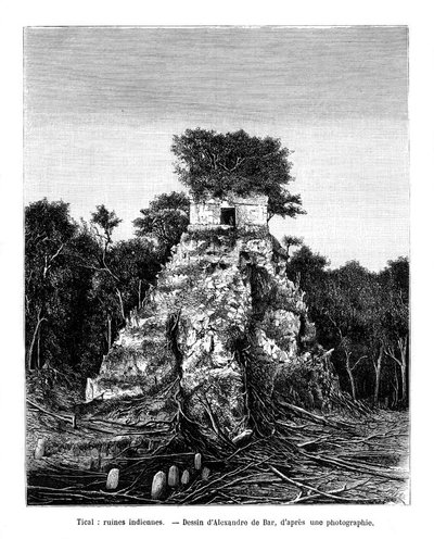 Maya-ruiner, Tikal, Guatemala, 1800-tallet af Alexandre de Bar
