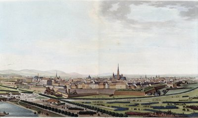 Generelt billede af Wien taget fra Saint Charles kirken - i "Picturesque Voyage to Austria by Count Alexandre de Laborde", Paris, red. Didot den ældre af Alexandre de Laborde