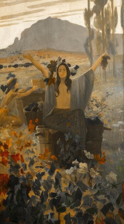 Vægmalerier (Symbolister), glade hus museum i Sagrera, Terrassa. af Alexandre de Riquer