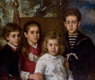 Portræt af børnene af Paul Pavlovich Demidoff, 2. prins af San Donato 1839-1885, Avrora, A af Alexei Alexeyevich Harlamov
