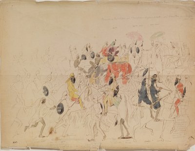 Møde mellem Maharaja Sher Singh fra Punjab og den britiske ambassadør Clark i 1842, 1842 af Alexei Dmitriyevich Saltykov