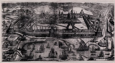 Solovetsky Transfiguration Monastery på Solovetsky-øerne, 1744 af Alexei Fyodorovich Zubov