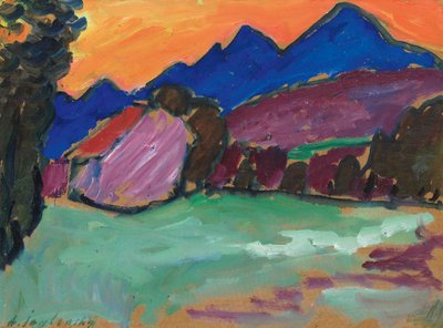 Rød aften - Blue Mountains, ca. 1910. af Alexei Javlensky von