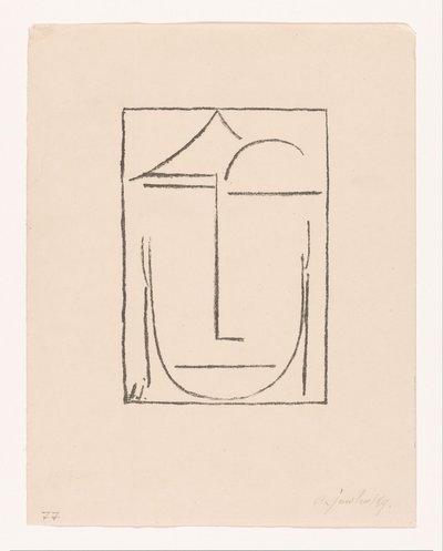 Unavngivet (hoved) (hoved) stiliseret ansigt Kopf I (original titel) af Alexei Jawlensky (signed by artist)