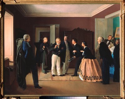 Resignation of the Chief - Maleri af Alexei Lukich Yushanov (1840-efter 1866), olie på lærred af Alexei Lukich Yushanov