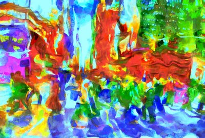 Grøn by,2020,(blandede medier) af Alexei Makhov