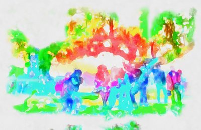 Spring park,2020,(blandede medier) af Alexei Makhov