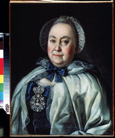 Portræt af den ventende dame, grevinde Maria A. Rumyantseva (1698-1788) (Portræt af den ventende grevinde Maria A. Rumyantseva). Maleri af Alexei Petrovich Antropov (1698-1788). Olie på lærred 62,5 x 48 cm af Alexei Petrovich Antropov
