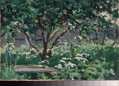 Et hjørne af haven - Værk af Alexei Stepanovich Stepanov (1858-1923), olie på pap af Alexei Steipanovitch Stepanov