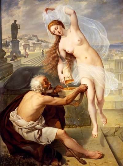Fortune and Beggar, af Aleksei Tararsovich Markov eller Aleksej Zarasovic Markov (1802-1878) (olie på lærred) af Alexei Tarasovich Markov