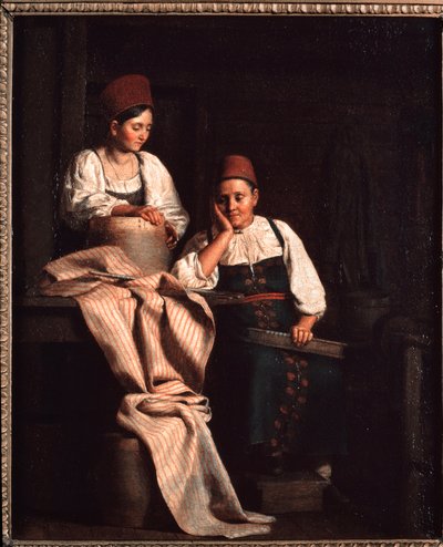 Vævere - Maleri af Alexei Vasilyevich Tyranov (1808-1859), olie på lærred, russisk kunst 1800-tallet - Statens Tretyakov Gallery, Moskva af Alexei Vasilievich Tyranov