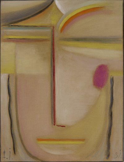 Abstrakt hoved: guld og lyserød, 1931 (olie på pap) af Alexej von Jawlensky