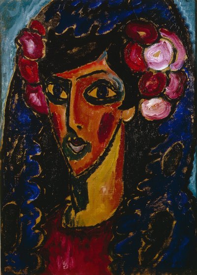 Den blå mantilla, 1913 af Alexej von Jawlensky