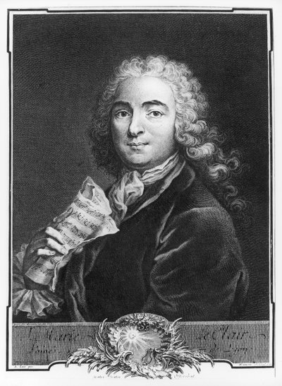 Portræt af Jean-Marie Leclair (1697-1764) den ældre, indgraveret af Francois, 1741 (gravering) (bw foto) af Alexis Loir
