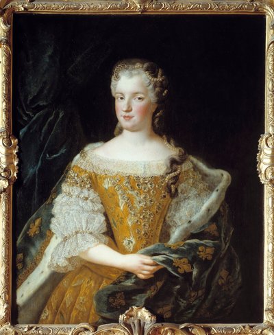 Portræt af dronning Mary Lesczinska (1703-1768). Maleri af Alexis Simon Belle (1674-1734) af Alexis Simon Belle