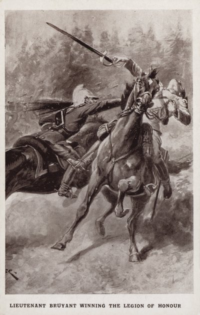 Løjtnant Bruyant får Æreslegionen, Første Verdenskrig (litografi) af Alfred (after) Pearse