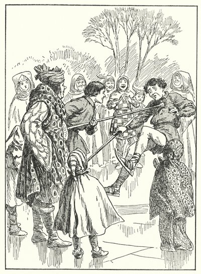 Det glade England: Lærlinge på isen (litografi) af Alfred (after) Pearse