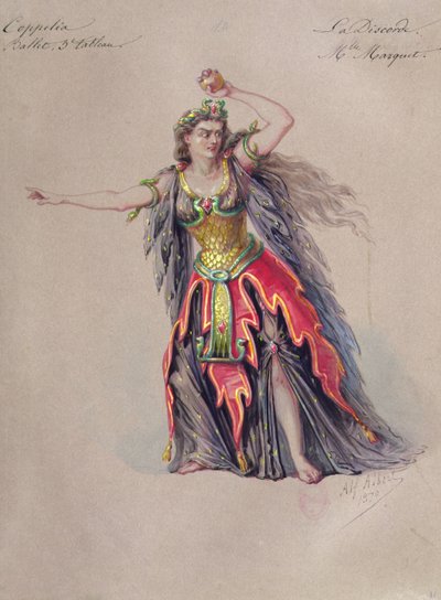 Kostume til disharmoni i balletten "Coppelia" af Leo Delibes (1836-91) af Alfred Albert