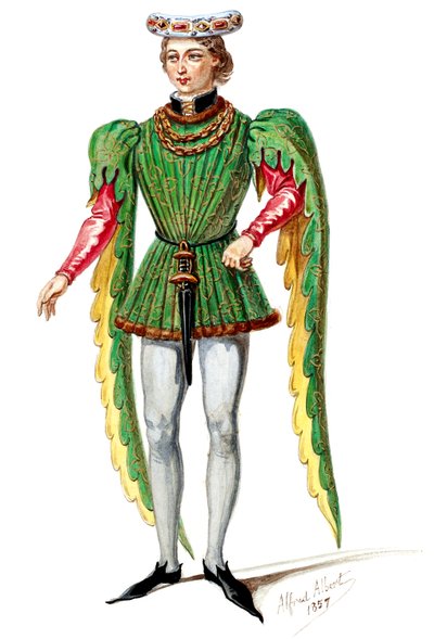 Halévy - La magicienne - kostumemodeller af Alfred Albert - 02. Seigneur, mandligt kor (retoucheret) af Alfred Albert