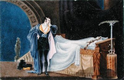 Ateisten ser på sin kones døde krop, af Charlotte Bronte (1816-55) (litho) af Alfred B. (after) Clayton