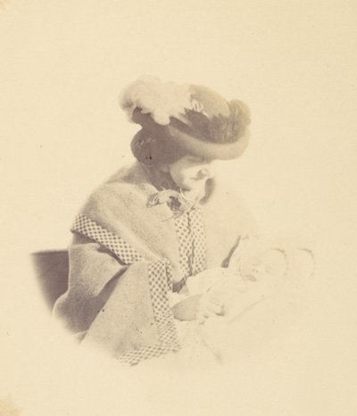 [Vignetteret portræt, kvinde, der holder en baby], 1850