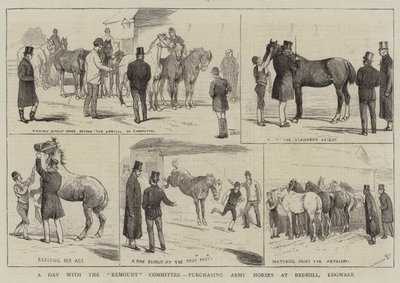 A Day with the Remount Committee, køb af Army Horses i Redhill, Edgware af Alfred Chantrey Corbould