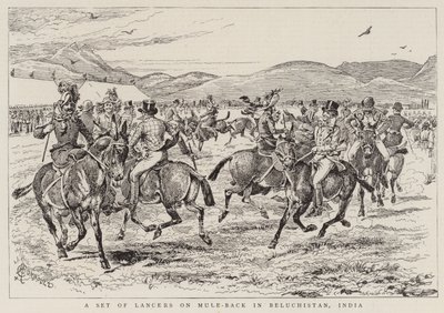 Et sæt Lancers på Mule-Back i Beluchistan, Indien af Alfred Chantrey Corbould