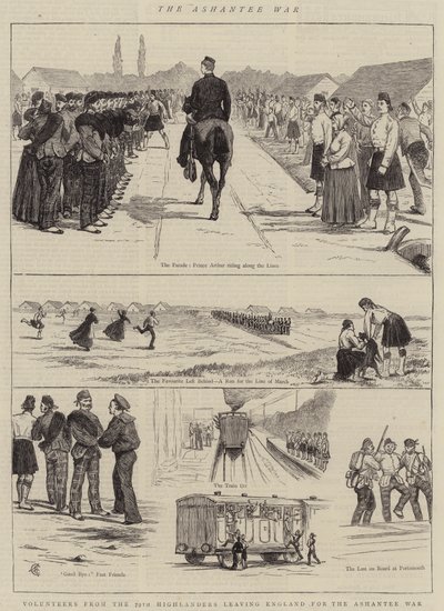 Ashantee-krigen, Frivillige fra 79th Highlanders forlader England for at tage til Ashantee-krigen af Alfred Chantrey Corbould