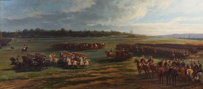 Gennemgang af kavaleriafdelingen af Longchamp-garden af Napoleon III og Francois Joseph I af Østrig, 25. oktober 1867 af Alfred Charles Ferdinand Decaen