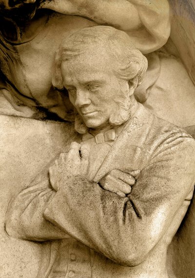 Detalje af en skulptur forestillende komponisten Cesar Franck (1822-1890), Square S. Rousseau, Paris af Alfred Charles Lenoir