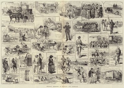 Ferieskitser i Margate og Ramsgate af Alfred Courbould