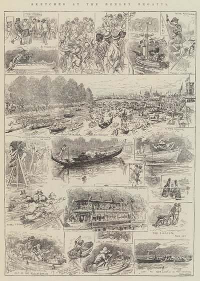 Skitser ved Henley Regatta af Alfred Courbould