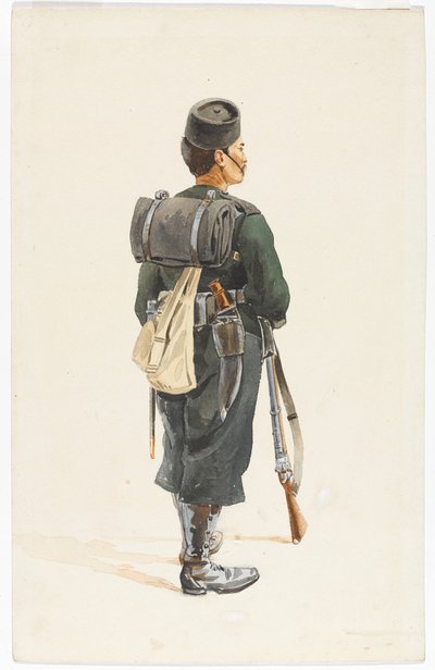 Rifleman of the 4th Gurkha Regiment in marching order, 1890dani af Alfred Crowdy Lovett