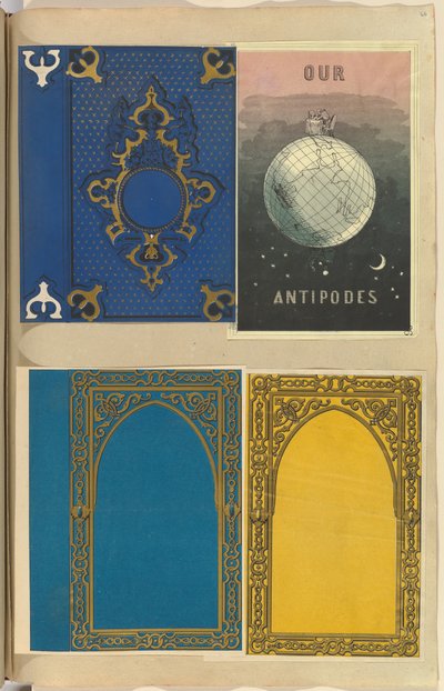 Fire litograferede bogomslag, et til vore antipoder, 1845-70. af Alfred Crowquill