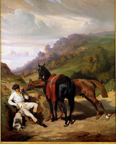 Hvid dreng og hans heste Maleri af Alfred De Dreux (1810-1860). 19. århundrede. Privat samling af Alfred Dedreux